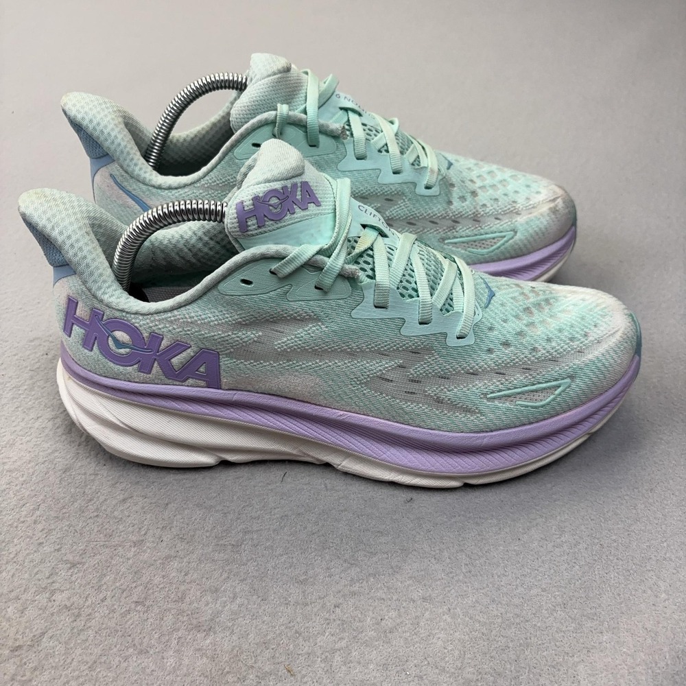 Hoka One One Clifton 9 Shoes Womens Size 10 Green Running Sneakers 1127896 SOLM